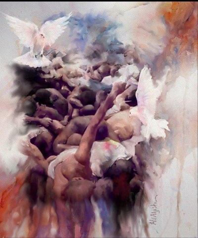 نقاشی یک سعودی از فاجعه منا (+عکس) نقاشی یک سعودی از فاجعه منا (+عکس)