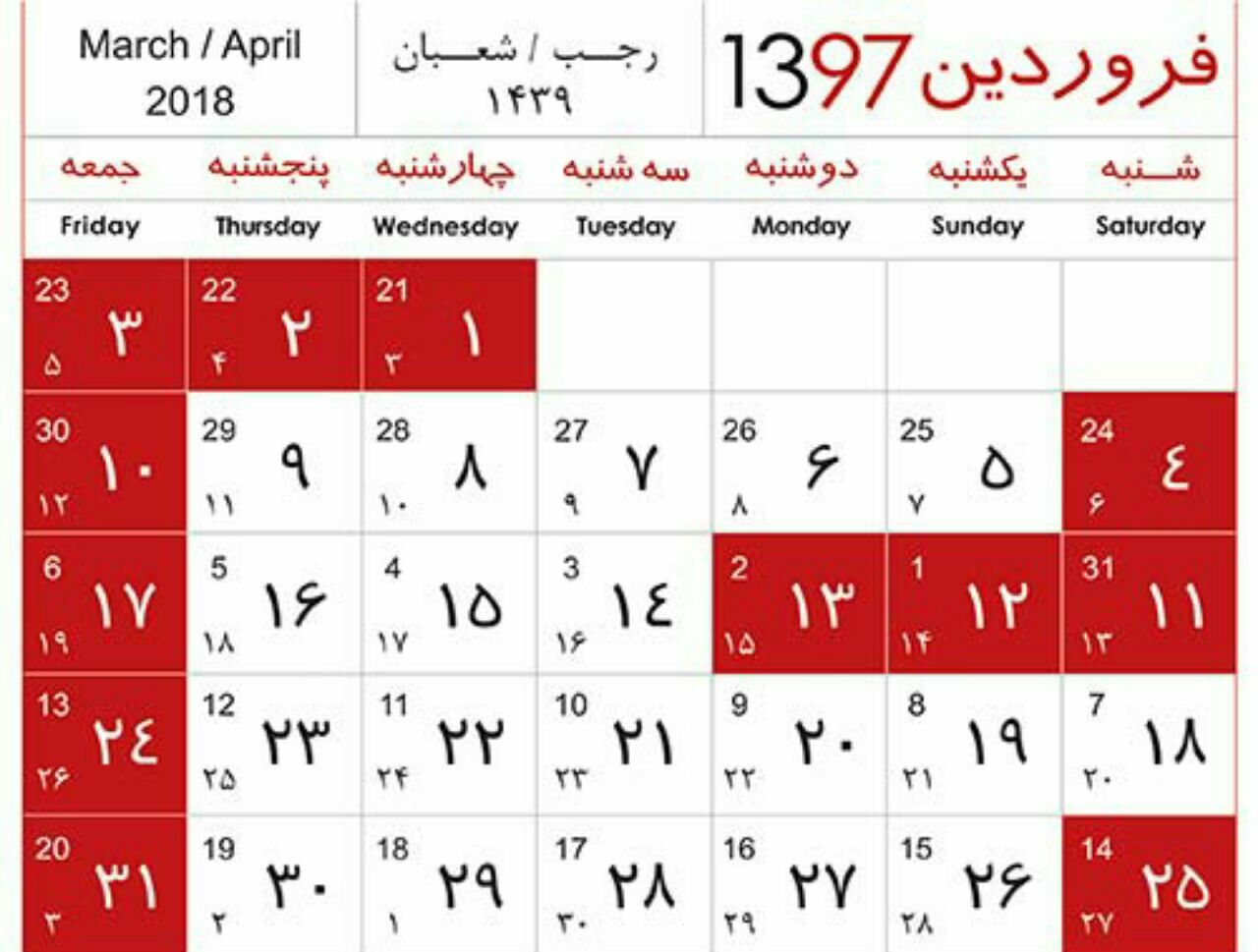 در سال ۹۷ کدام ماه ها بیشترین تعطیلی را دارند؟