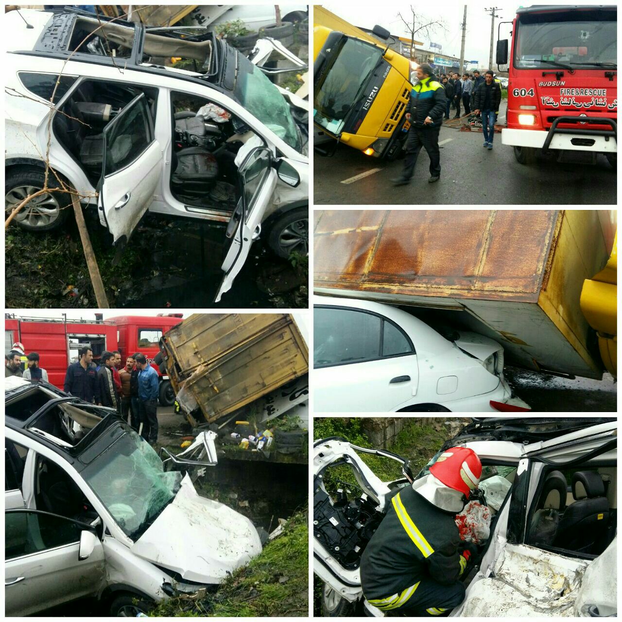 تصادف شدید خودرو در جاده پیربازار رشت سه مجروح برجای گذاشت/ راننده ۲۰ ساله در خودروی سواری محبوس شد