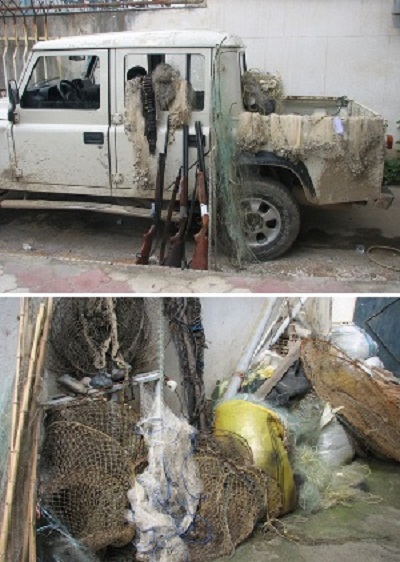 کشف انواع اداوات صید در مناطق مهم زیستگاهی صومعه سرا