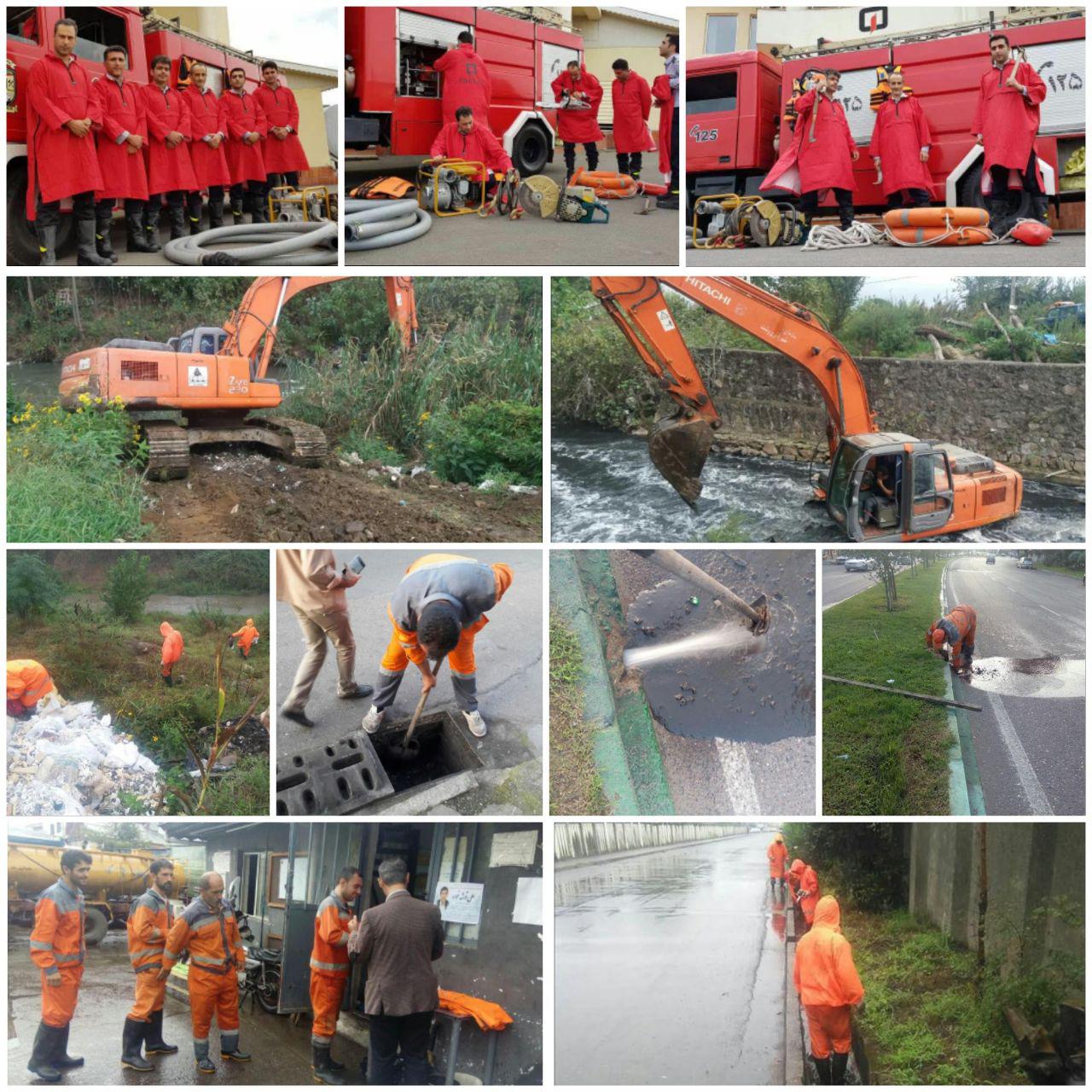 حضور گسترده عوامل شهرداری رشت در روز بارانی رشت