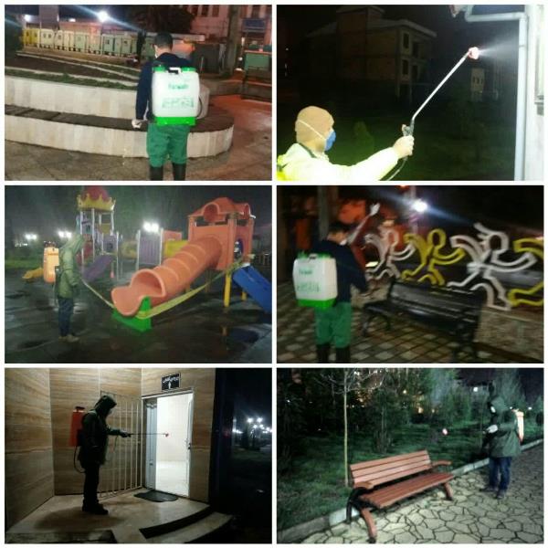 گزارش تصویری ضدعفونی کردن سرویس های بهداشتی، نیمکت ها ی پارک ها توسط سازمان سیما منظر و فضای سبز شهری شهرداری رشت ۵ فروردین
